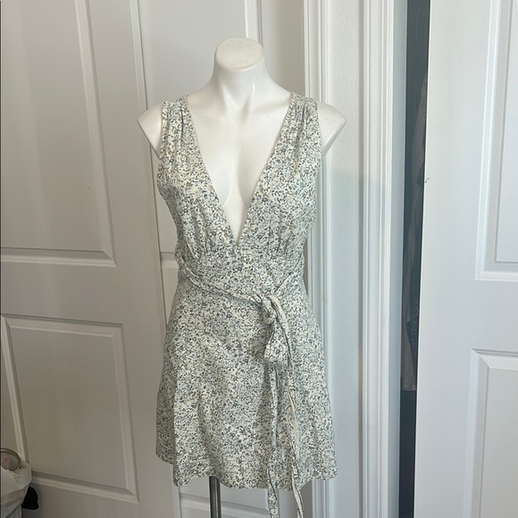 Free People Green and White Wrap Sundress - Picture 4 of 12